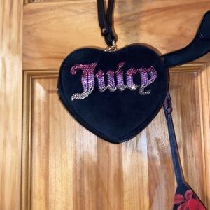 Juicy Couture Black Heart wallet with Pink Crystal Logo